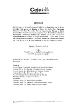 0-1-1-1-1-c-e-r Certidão de realização da reunião da Comissão Estadual Judiciária de Adoção Inter...
