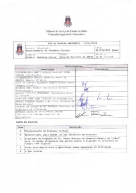 0-1-1-1-4-a-t-a Ata da reunião ordinária da Comissão Especial de Informática - 22 de julho de 2022