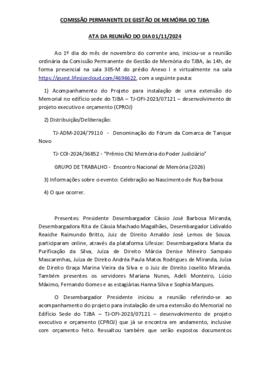 0-1-1-1-44-a-t-a Ata da reunião ordinária da Comissão Permanente de Memória - 01 de novembro de 2024