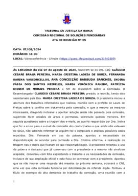 0-1-1-1-6-a-t-a Atas da Comissão Regional de Soluções Fundiárias - 07 de agosto de 2024