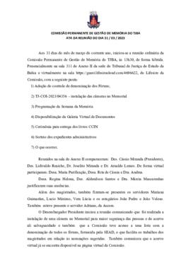 0-1-1-1-29-a-t-a Ata da reunião ordinária da Comissão Permanente de Memória - 31 de março de 2023