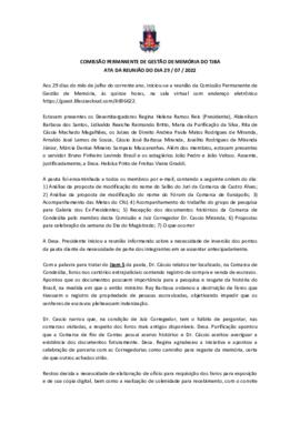 0-1-1-1-23-a-t-a Ata da reunião ordinária da Comissão Permanente de Memória - 29 de julho de 2022