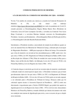 0-1-1-1-14-a-t-a Ata da reunião ordinária da Comissão Permanente de Memória - 01 de outubro de 2021